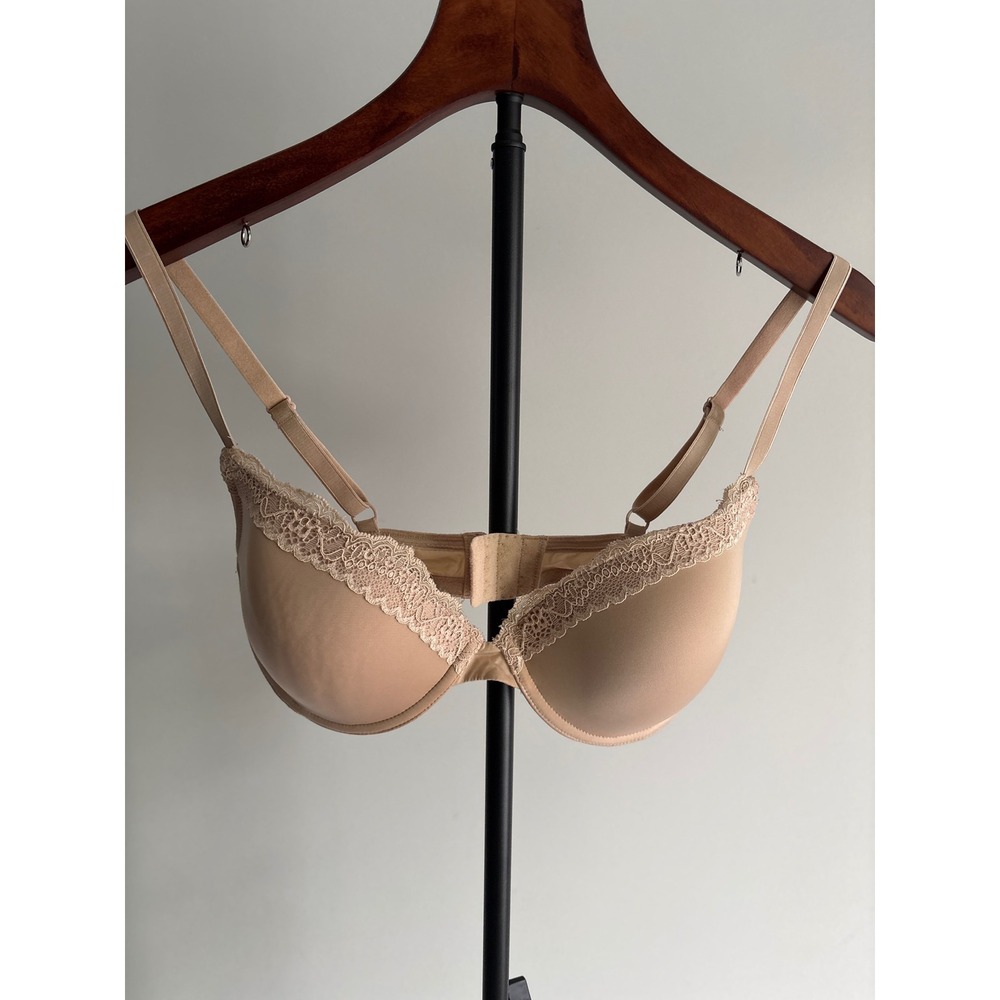 Calvin Klein Push Up Bra Womens 34D Tan Lace Trim Underwire F3176 Minimalist